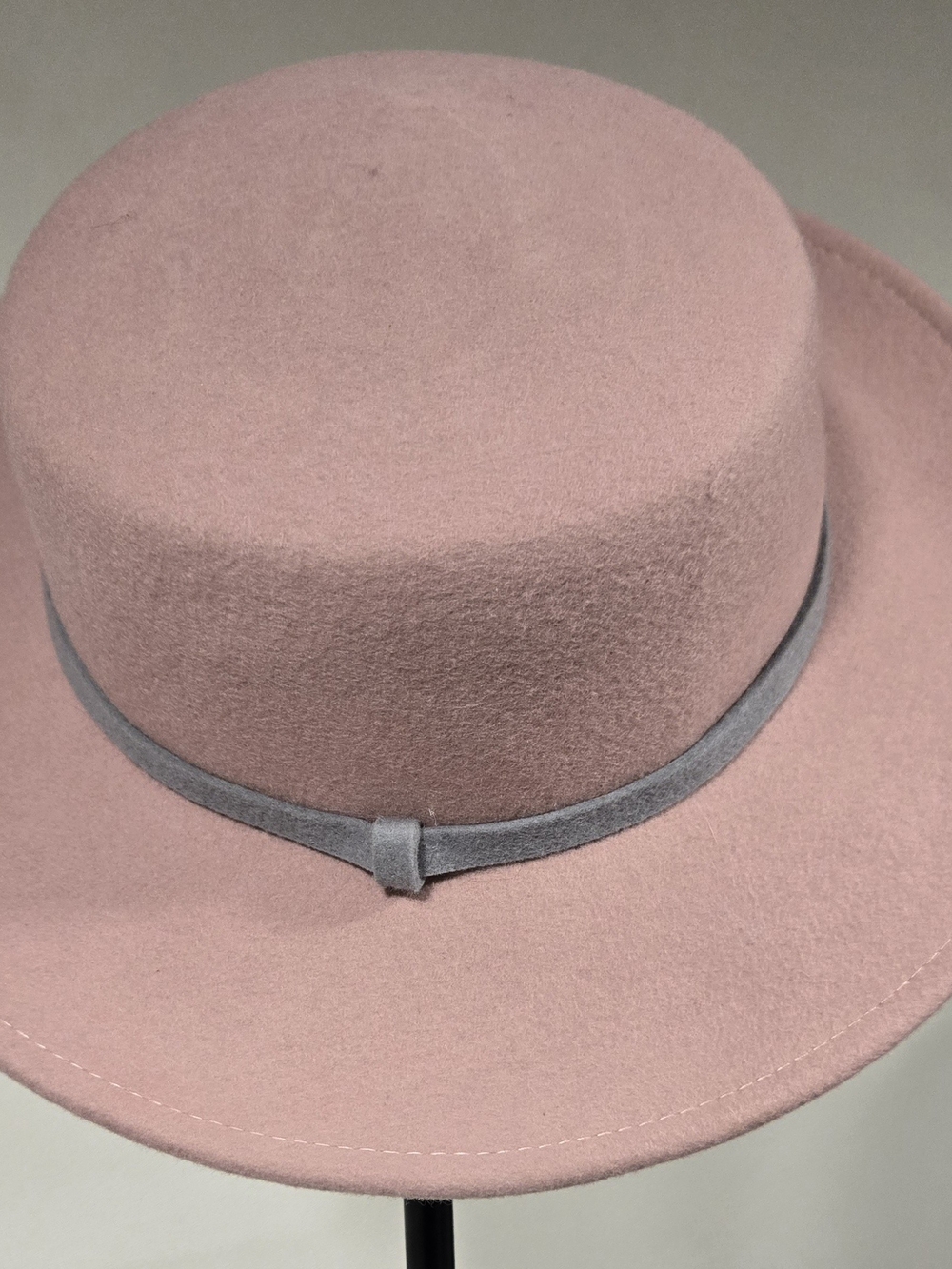 Cost Plus World Market Blush Pink Felt Hat with Gray Band
